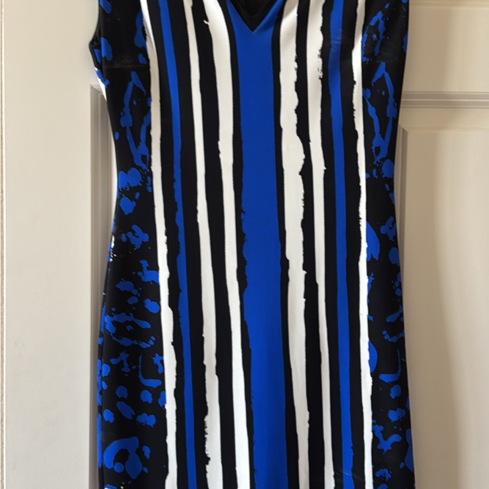 Roberto Cavalli Blue and Black Patterned Midi Dress
